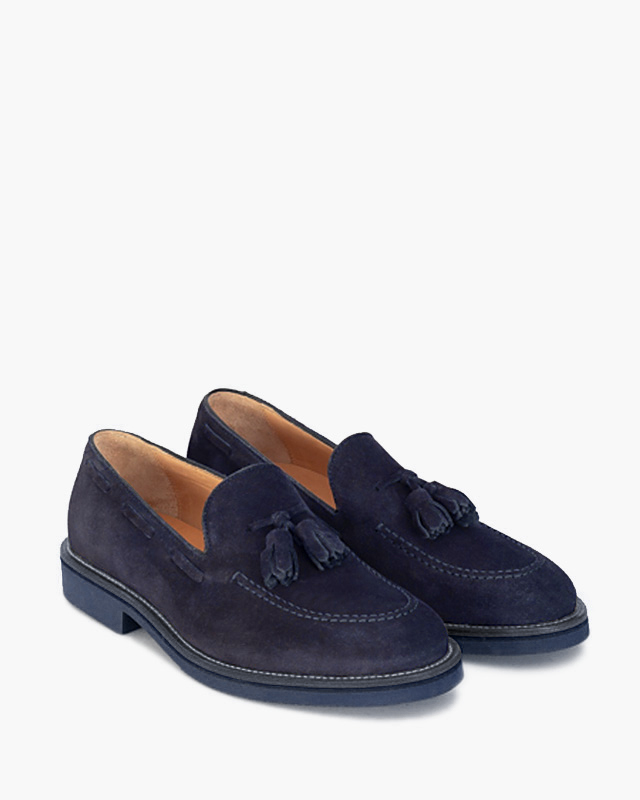 Mocassino da uomo blu scamosciato